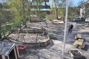 Bark före lekplatskonsulten fallskydd